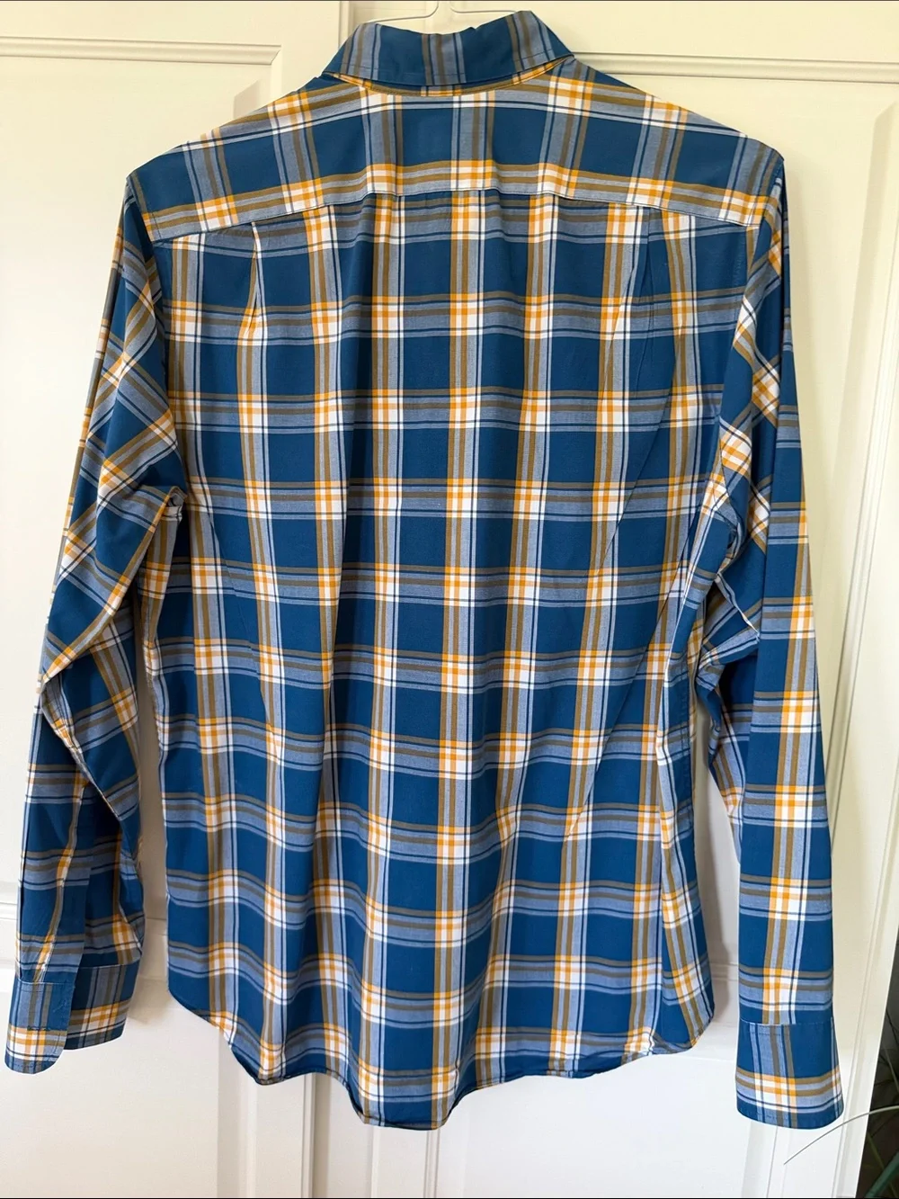 J. Crew Teal and Gold Plaid Button-Down Shirt